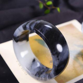 正品保真新疆和田玉老坑青花籽料苏工精雕墨染凝香平安手镯59mm